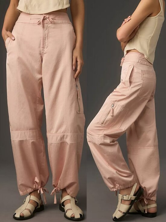 Anthropologie Pants - Anthropologie Pilcro Satin Parachute Pants 31 Blush Pink Wide Leg Baggy $179